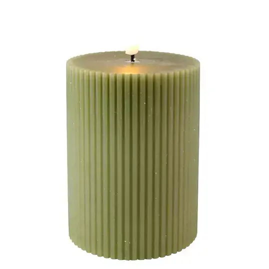 Magic Flame LED Kaars 7,5x10 cm - Olijfgroen