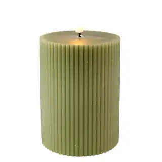 Magic Flame LED Kaars 7,5x10 cm - Olijfgroen