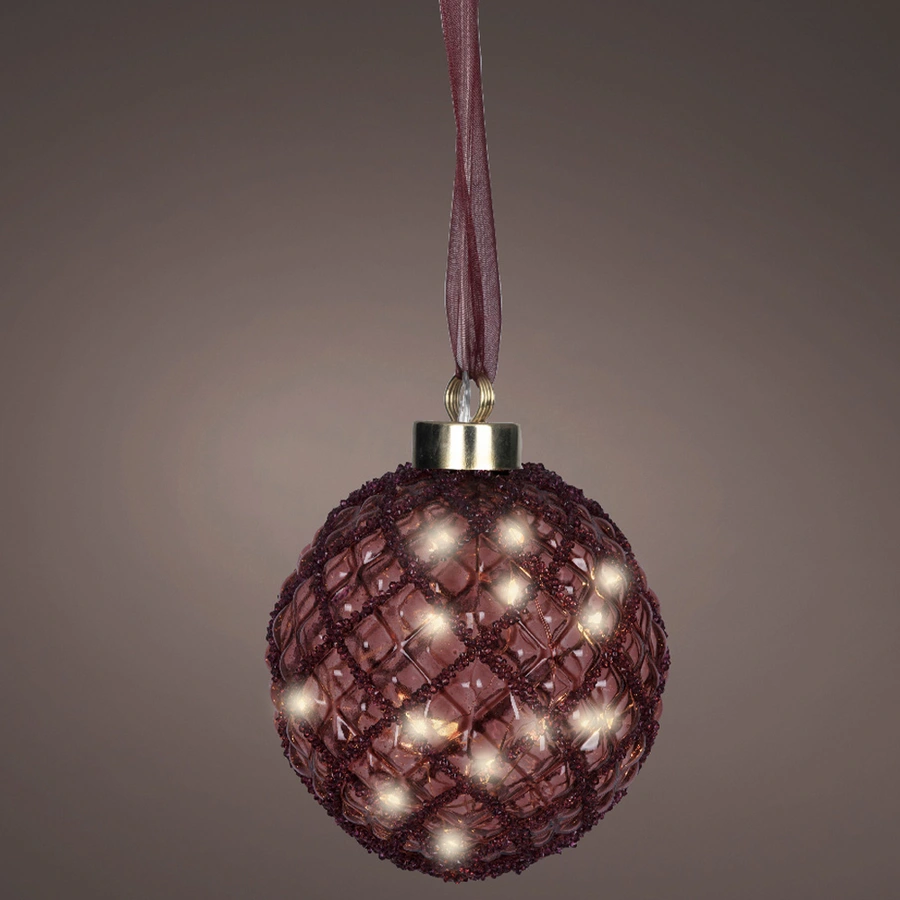 Micro LED Bal Maroon - Ø10 cm - afbeelding 2