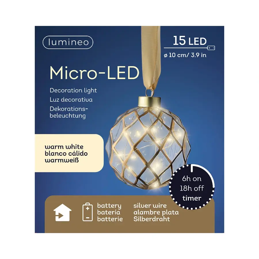 Micro LED Bal Ruit Helder - Ø10 cm - afbeelding 3