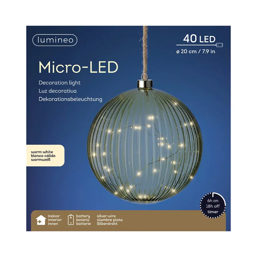 Micro LED Bal Groen - Ø20 cm - afbeelding 2