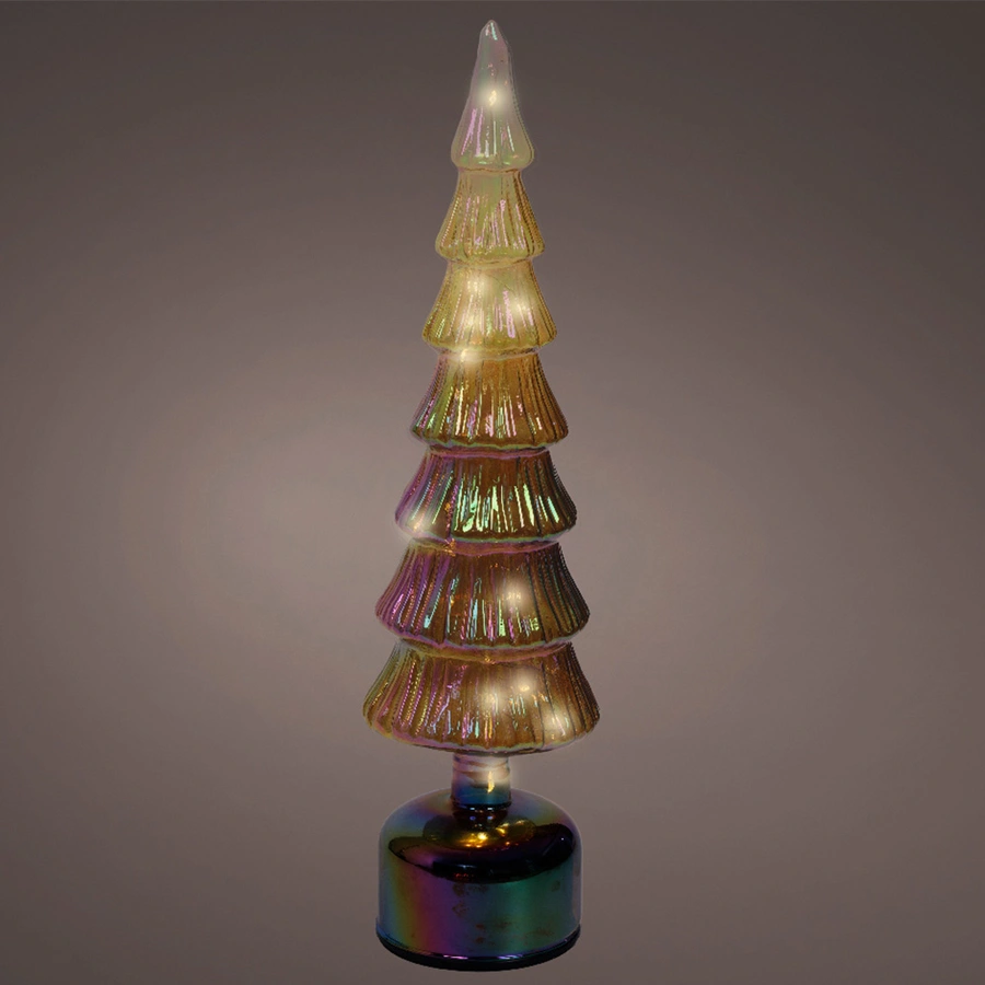 Micro LED Kerstboom Glas Draaiend Ø11x39 cm - Bruin - afbeelding 2