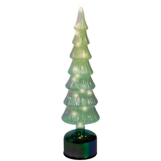 Micro LED Kerstboom Glas Draaiend Ø11x39 cm - Groen - afbeelding 1