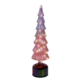 Micro LED Kerstboom Glas Draaiend Ø11x39 cm - Roze - afbeelding 1