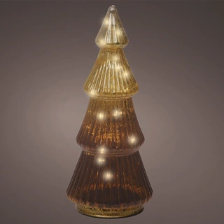 Micro LED Kerstboom Glas Ø11x25 cm - Bruin - afbeelding 2
