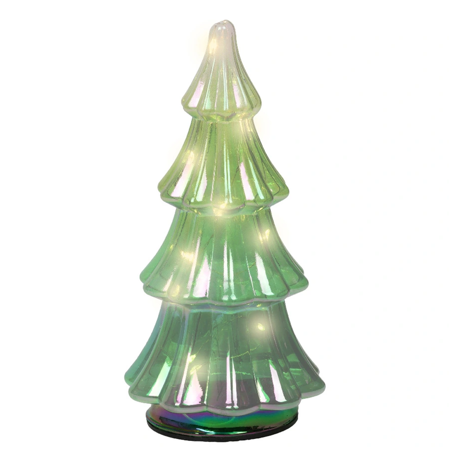 Micro LED Kerstboom Glas Ø9x17 cm - Groen - afbeelding 1
