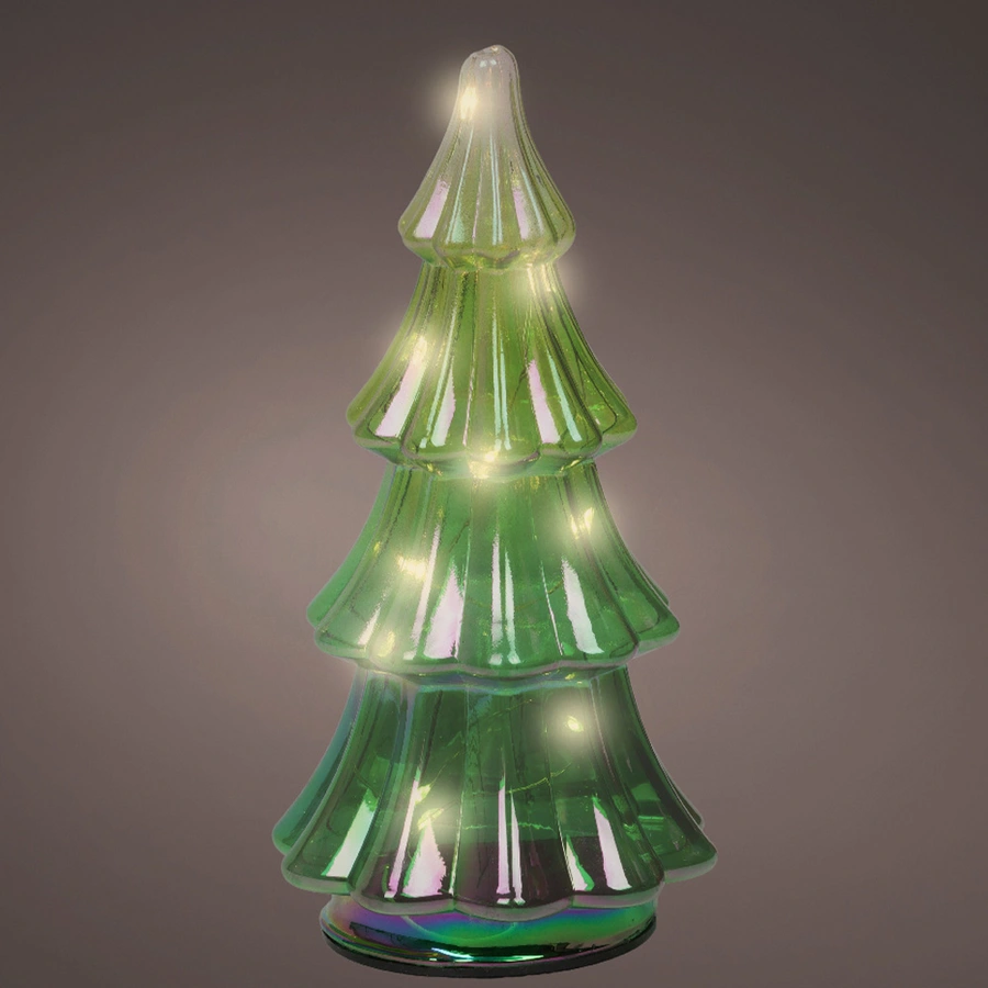 Micro LED Kerstboom Glas Ø9x17 cm - Groen - afbeelding 2