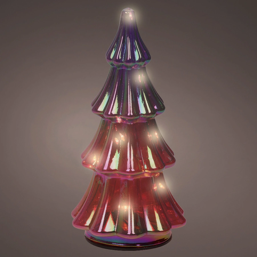 Micro LED Kerstboom Glas Ø9x17 cm - Roze - afbeelding 2