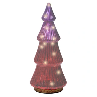 Micro LED Kerstboom Glas Ø11x25 cm - Roze - afbeelding 1