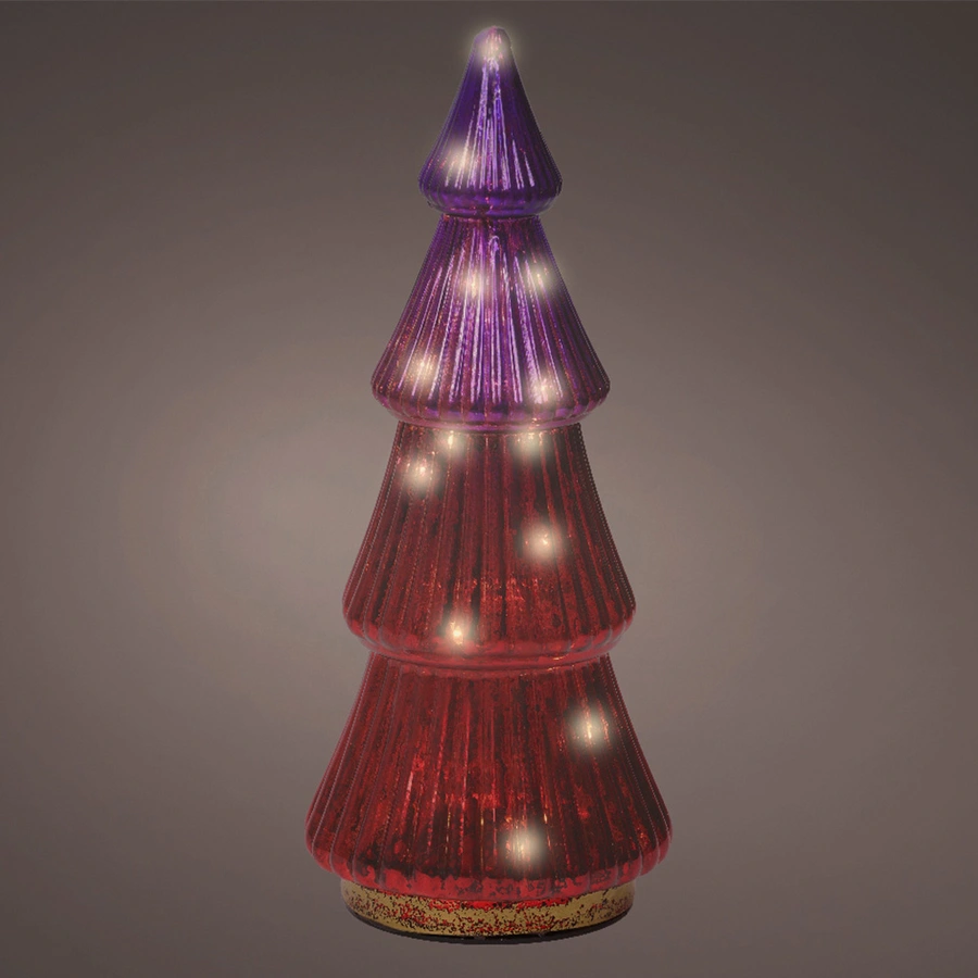 Micro LED Kerstboom Glas Ø11x25 cm - Roze - afbeelding 2