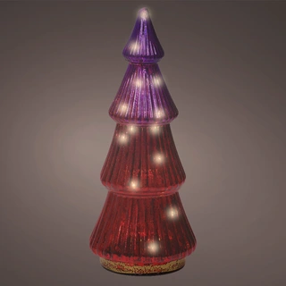 Micro LED Kerstboom Glas Ø11x25 cm - Roze - afbeelding 2