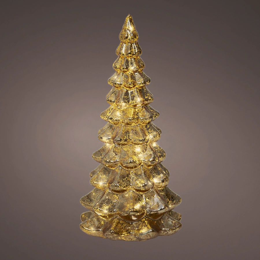 Micro LED Kerstboom Glas Ø10x21 cm - Goud - afbeelding 2