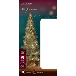 Micro LED Kerstboom Glas Ø10x21 cm - Goud - afbeelding 3