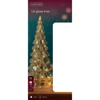 Micro LED Kerstboom Glas Ø14,5x32 cm - Goud - afbeelding 3
