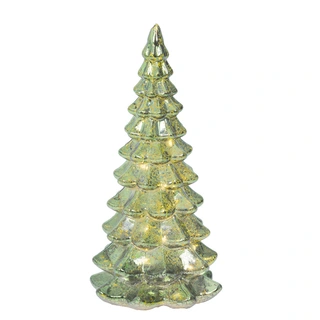 Micro LED Kerstboom Glas Ø10x21 cm - Groen - afbeelding 1