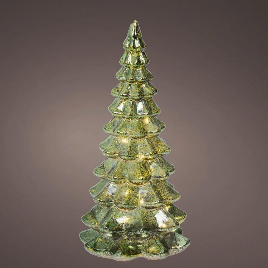 Micro LED Kerstboom Glas Ø10x21 cm - Groen - afbeelding 2
