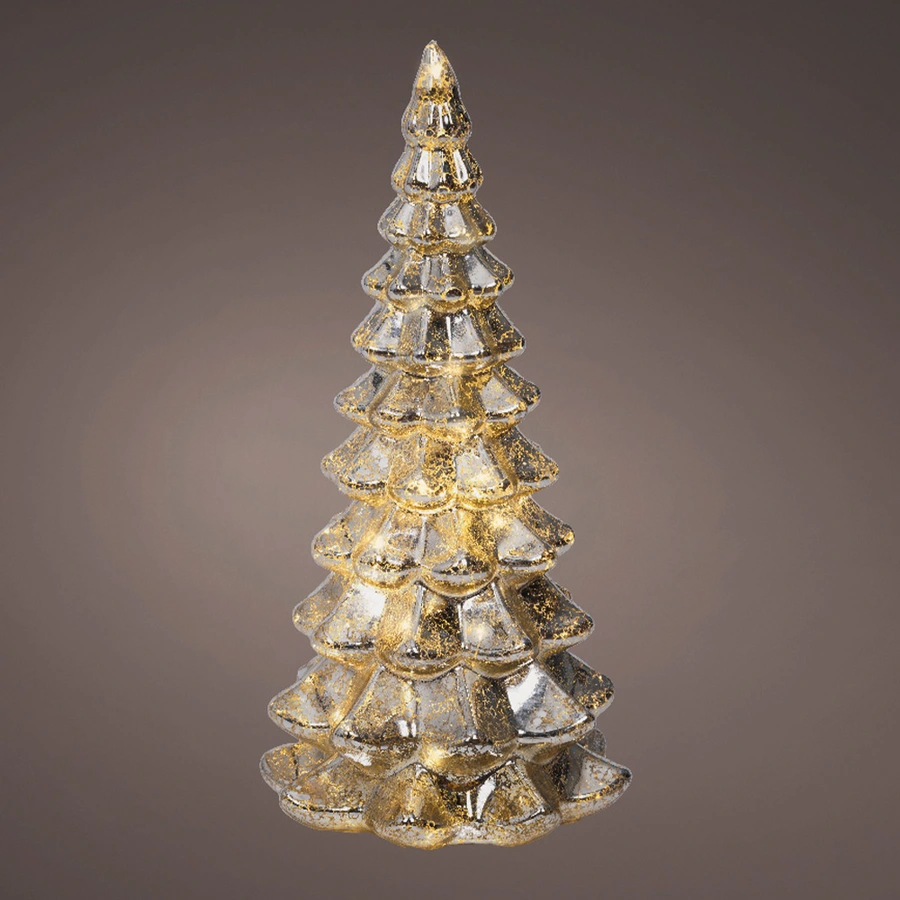 Micro LED Kerstboom Glas Ø10x21 cm - Zilver - afbeelding 2