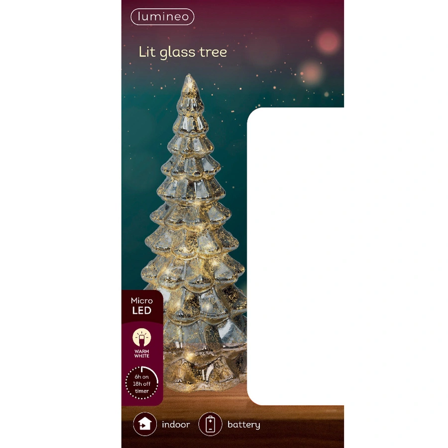 Micro LED Kerstboom Glas Ø10x21 cm - Zilver - afbeelding 3