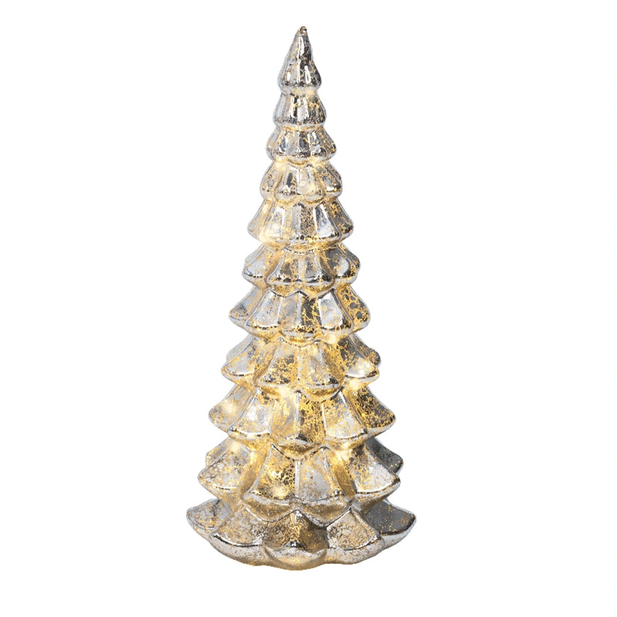 Micro LED Kerstboom Glas Ø14,5x32 cm - Zilver - afbeelding 1