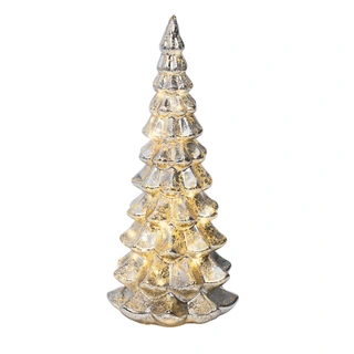 Micro LED Kerstboom Glas Ø14,5x32 cm - Zilver - afbeelding 1