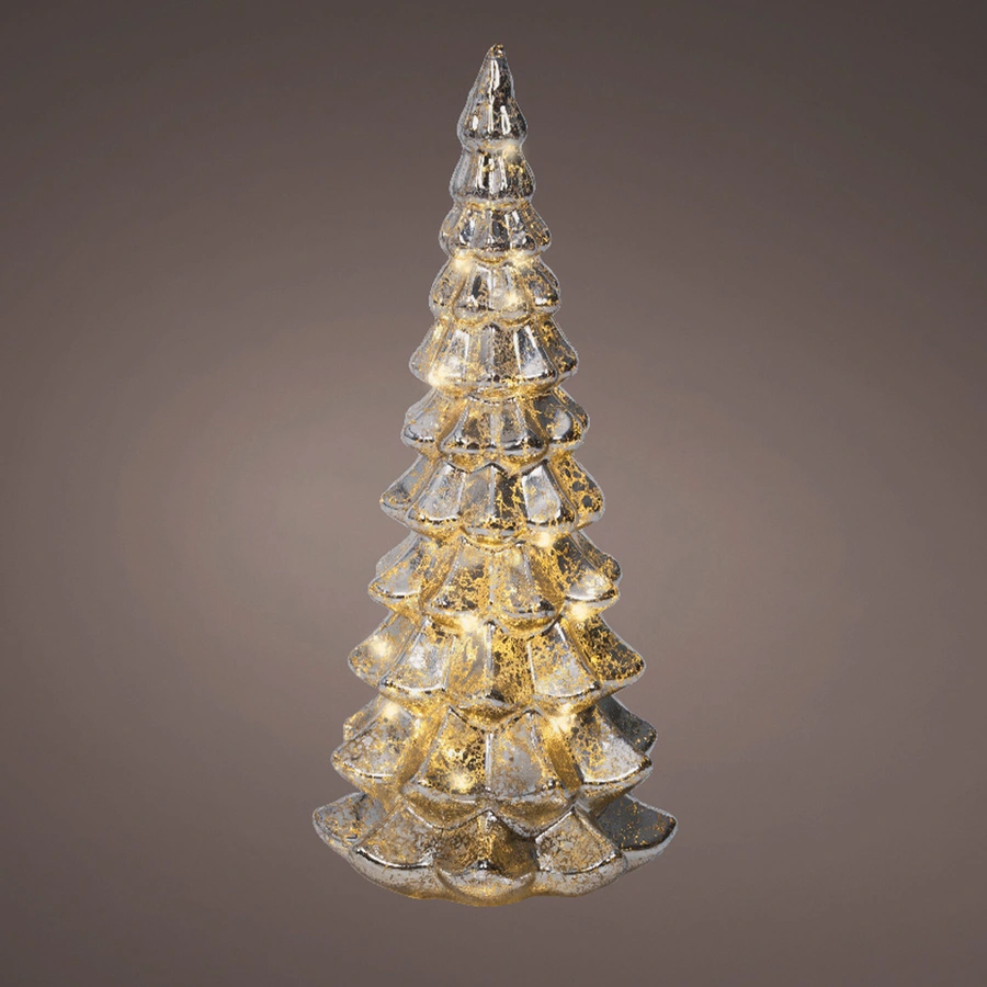 Micro LED Kerstboom Glas Ø14,5x32 cm - Zilver - afbeelding 2