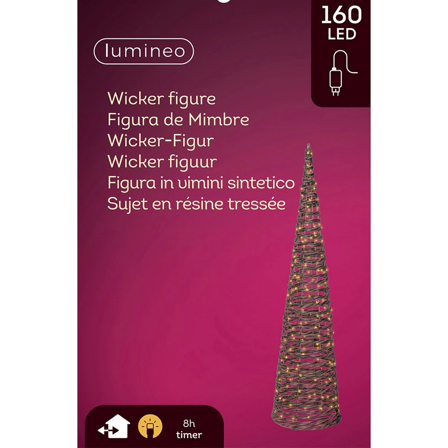 Micro LED Kegel Wicker Bruin - Ø23x90 cm - afbeelding 3