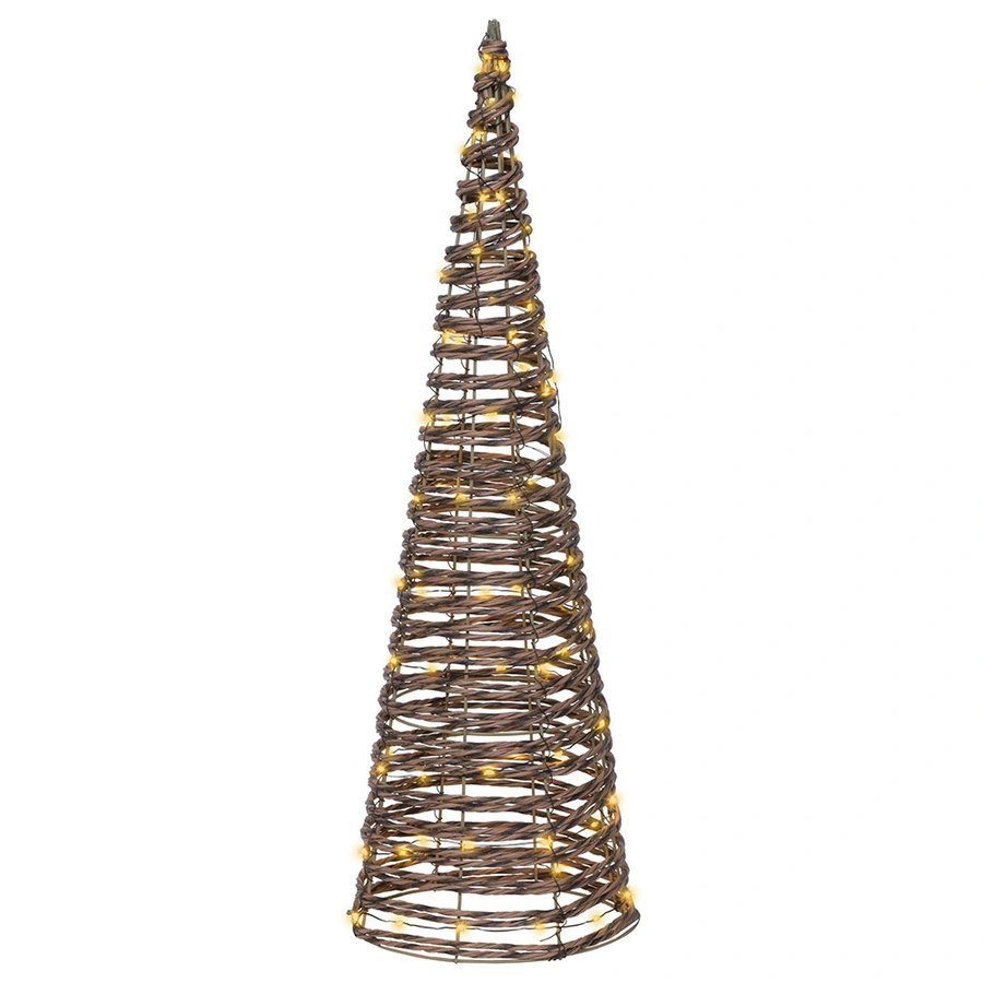 Micro LED Kegel Wicker Bruin - Ø18x60 cm - afbeelding 1