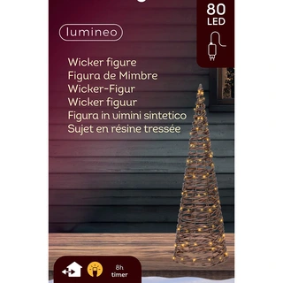 Micro LED Kegel Wicker Bruin - Ø18x60 cm - afbeelding 3