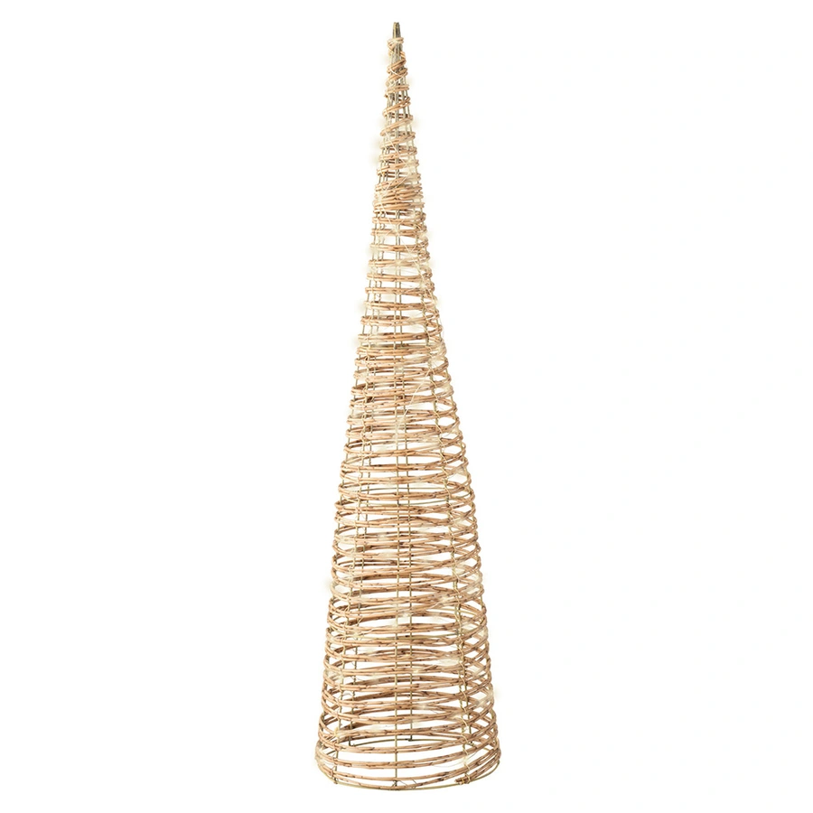 Micro LED Kegel Wicker Naturel - Ø18x60 cm - afbeelding 1