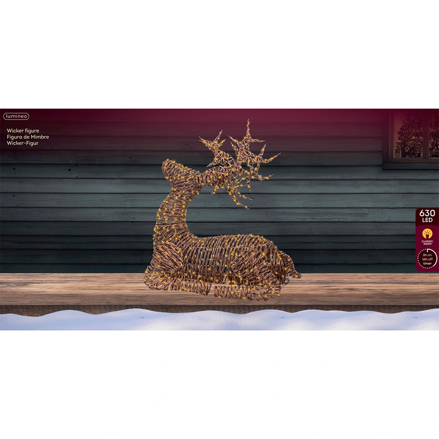Micro LED Rendier Wicker Bruin - 88 cm - afbeelding 3