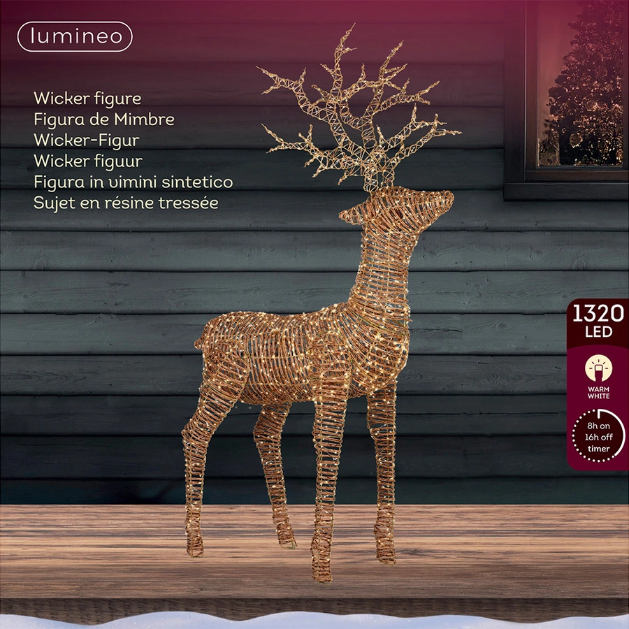 Micro LED Rendier Wicker Naturel - 180 cm - afbeelding 3