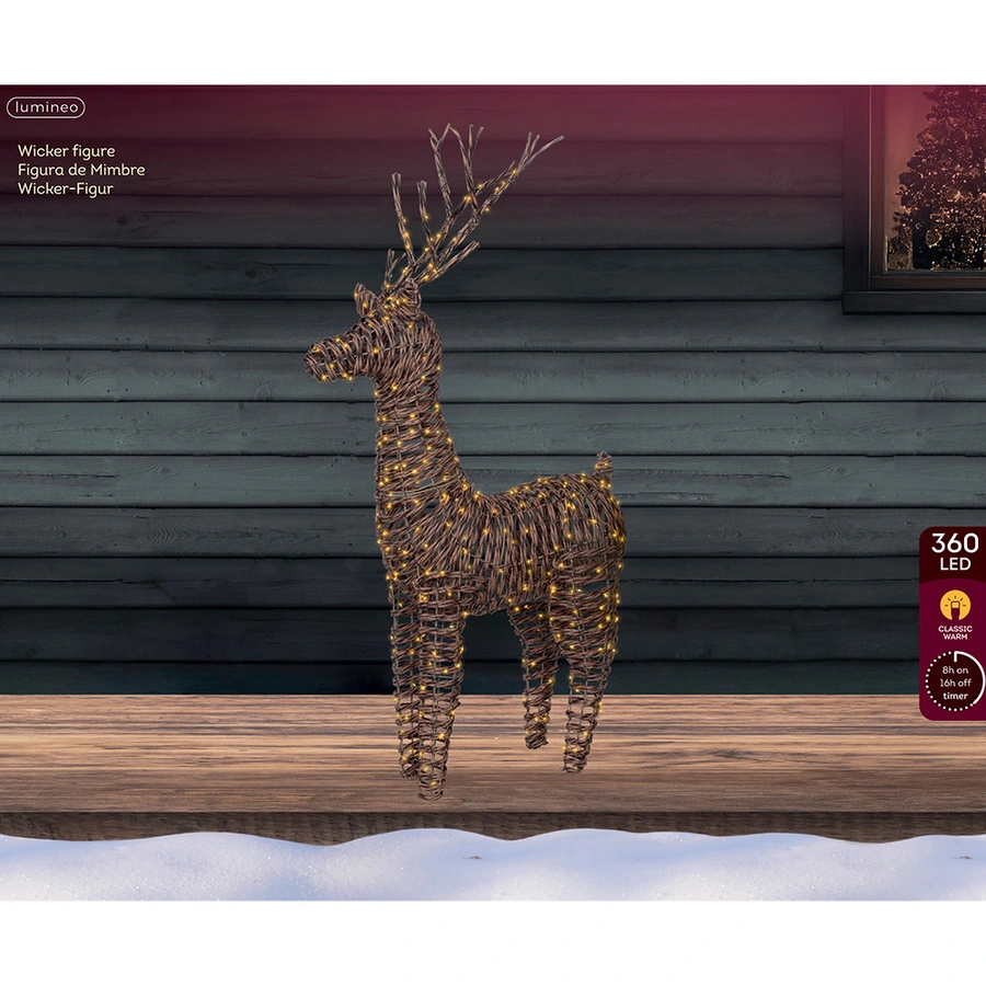 Micro LED Rendier Wicker Bruin - 104 cm - afbeelding 3