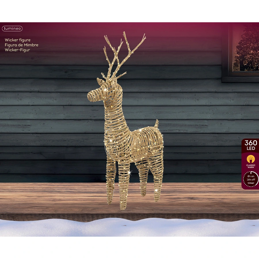 Micro LED Rendier Wicker Naturel - 104 cm - afbeelding 3