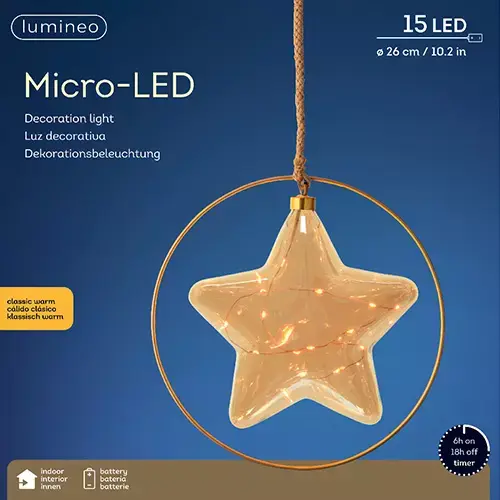 Micro LED Ster Amber - Ø26 cm - afbeelding 2