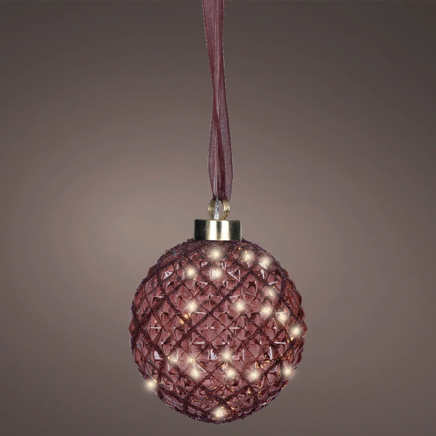 Micro LED Bal Maroon - Ø14 cm - afbeelding 2