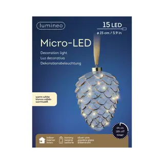 Micro LED Dennenappel Helder - Ø15x21 cm - afbeelding 2