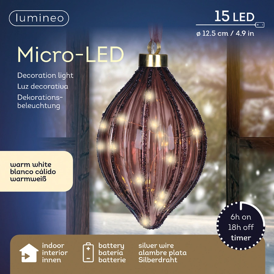 Micro LED Olijf Maroon - Ø12,5 cm - afbeelding 3