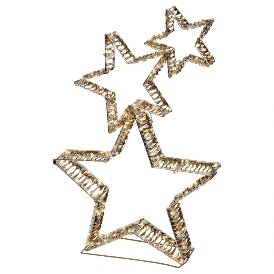 LED Sterren 3 st. Goud - 80 cm - afbeelding 1