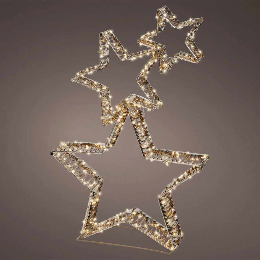 LED Sterren 3 st. Goud - 80 cm - afbeelding 2
