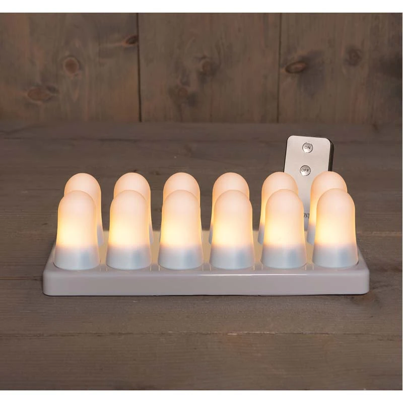 Mini Vlamverlichting Oplaadbaar Ø3,8x6,3 cm Wit - 12 st. - afbeelding 2