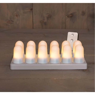 Mini Vlamverlichting Oplaadbaar Ø3,8x6,3 cm Wit - 12 st. - afbeelding 2