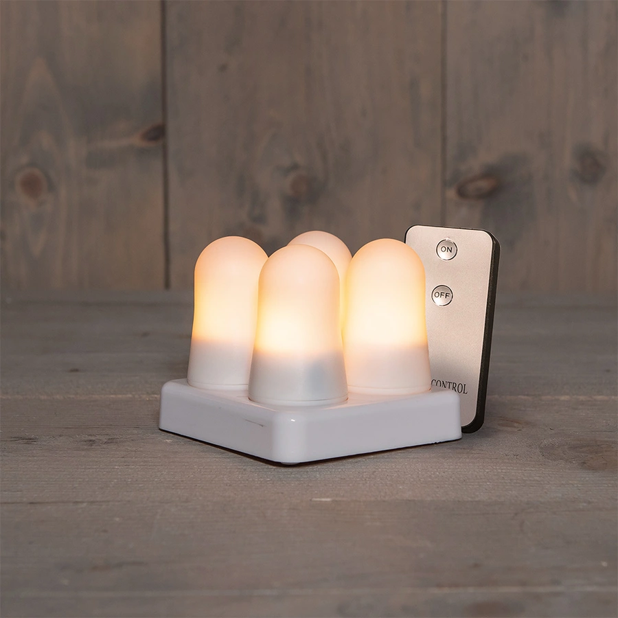 Mini Vlamverlichting Oplaadbaar Ø5x6,8 cm Wit - 4 st. - afbeelding 1