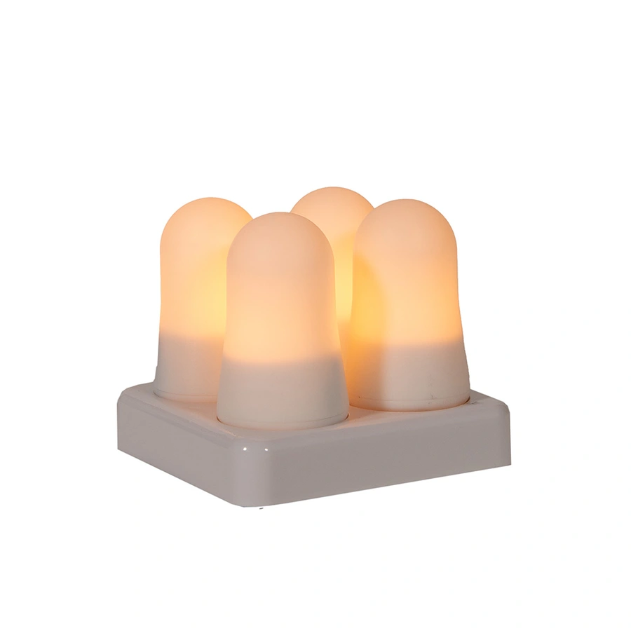 Mini Vlamverlichting Oplaadbaar Ø5x6,8 cm Wit - 4 st. - afbeelding 2