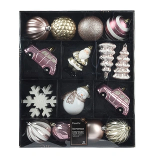 Mix Box Kersthangers 25 st. - Roze/Goud