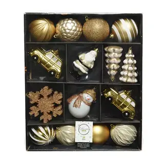 Kerstballen Mixdoos 25 st. - Bruin