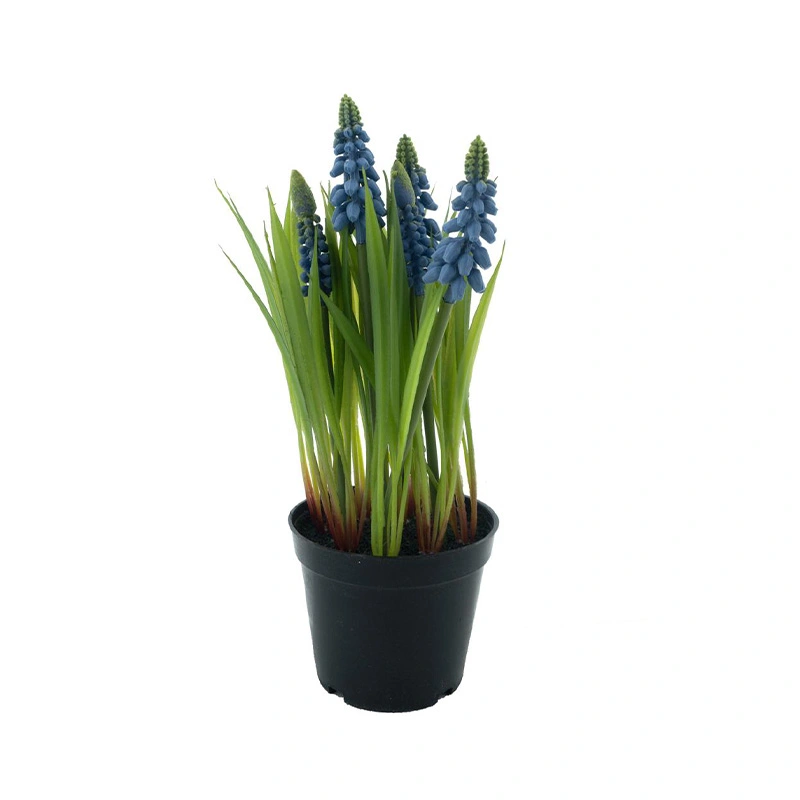 Kunstplant Muscari met Gras in Pot Blauw - 23 cm