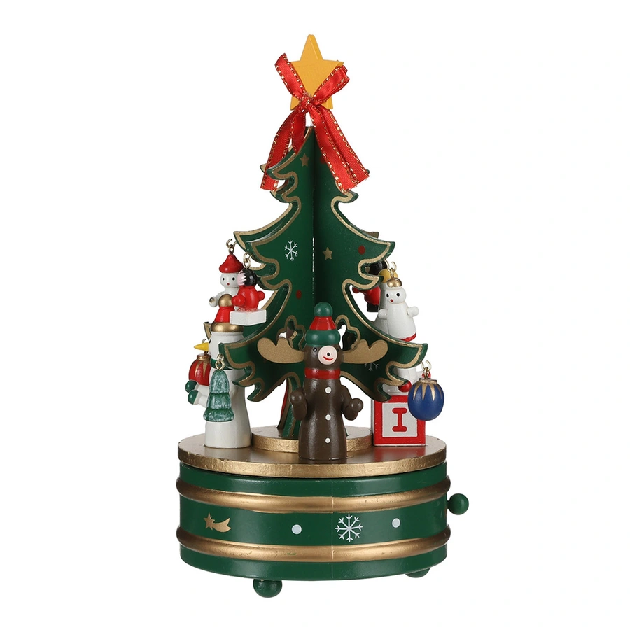 Mica Decorations Muziekdoos Boom Groen - 12x22 cm