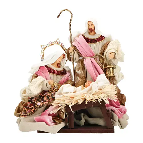 Kerstgroep 3-delig Roze - 17,8x15,2x29,2 cm