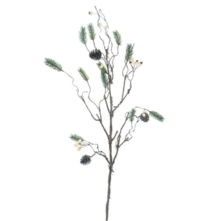 Kunsttak Needle Pine Spray With Berry Crème - 100 cm
