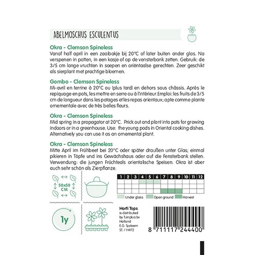 Horti Tops Okra Clemson Spineless - afbeelding 2